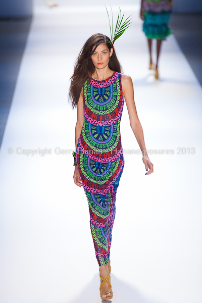 A model on the runway at the Mara Hoffman SS2013 show at New York Mercedes-Benz Fashion Week.