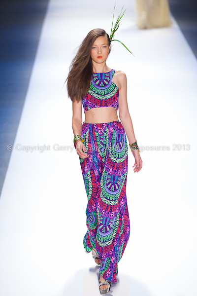 A model on the runway at the Mara Hoffman SS2013 show at New York Mercedes-Benz Fashion Week.