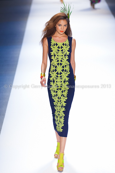 A model on the runway at the Mara Hoffman SS2013 show at New York Mercedes-Benz Fashion Week.