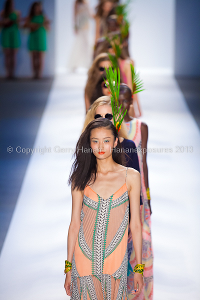 A model on the runway at the Mara Hoffman SS2013 show at New York Mercedes-Benz Fashion Week.