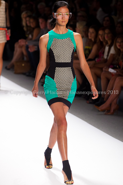 A model on the runway at the Milly By Michelle Smith SS2013 show at New York Mercedes-Benz Fashion Week.