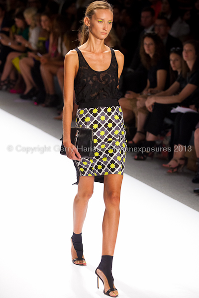 A model on the runway at the Milly By Michelle Smith SS2013 show at New York Mercedes-Benz Fashion Week.