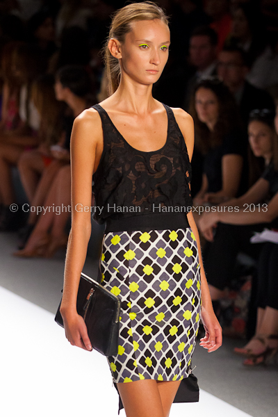 A model on the runway at the Milly By Michelle Smith SS2013 show at New York Mercedes-Benz Fashion Week.