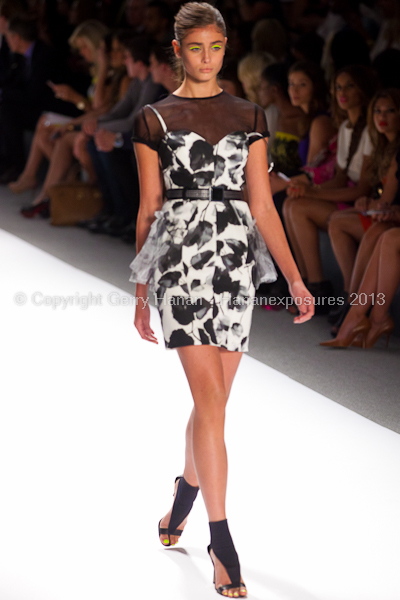 A model on the runway at the Milly By Michelle Smith SS2013 show at New York Mercedes-Benz Fashion Week.