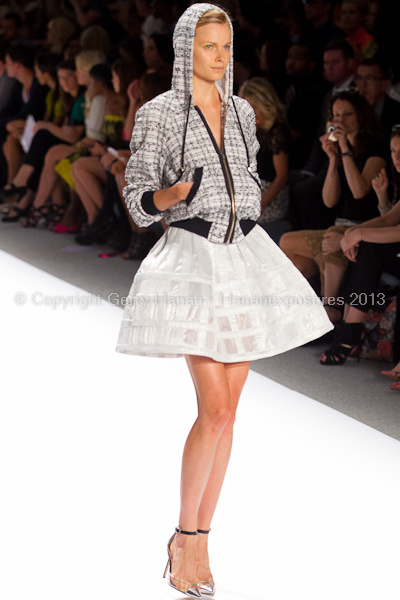 A model on the runway at the Milly By Michelle Smith SS2013 show at New York Mercedes-Benz Fashion Week.