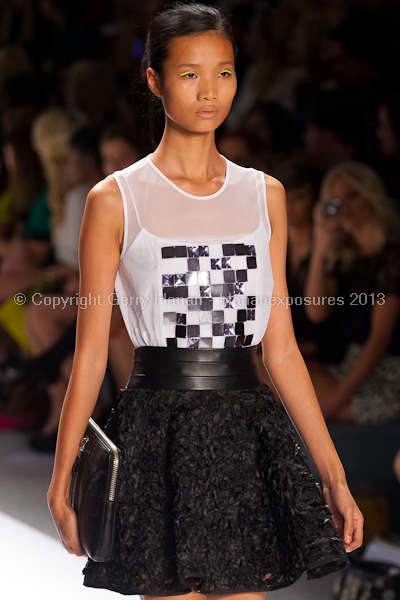 A model on the runway at the Milly By Michelle Smith SS2013 show at New York Mercedes-Benz Fashion Week.