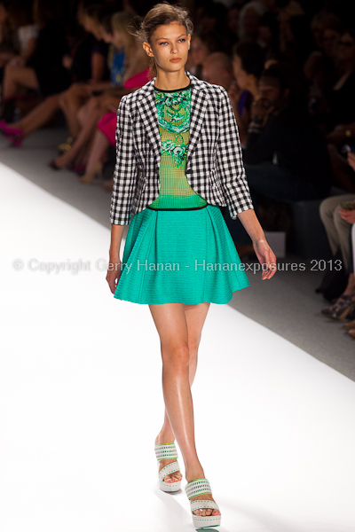 A model on the runway at the Nanette Lepore SS2013 show at New York Mercedes-Benz Fashion Week.