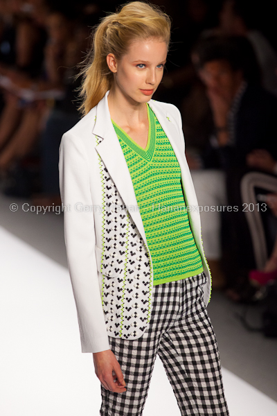 A model on the runway at the Nanette Lepore SS2013 show at New York Mercedes-Benz Fashion Week.