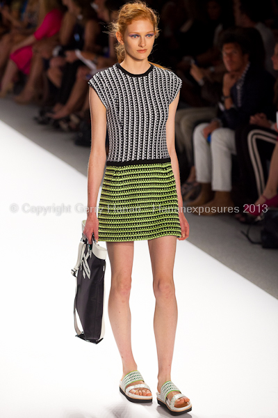 A model on the runway at the Nanette Lepore SS2013 show at New York Mercedes-Benz Fashion Week.