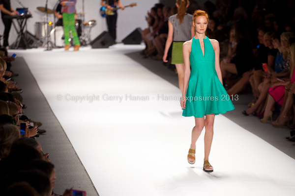 A model on the runway at the Nanette Lepore SS2013 show at New York Mercedes-Benz Fashion Week.