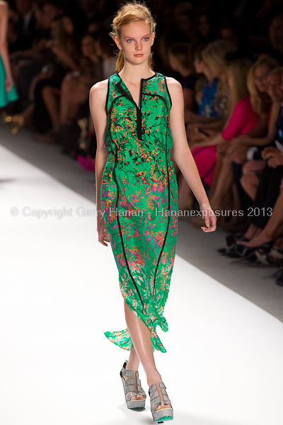 A model on the runway at the Nanette Lepore SS2013 show at New York Mercedes-Benz Fashion Week.