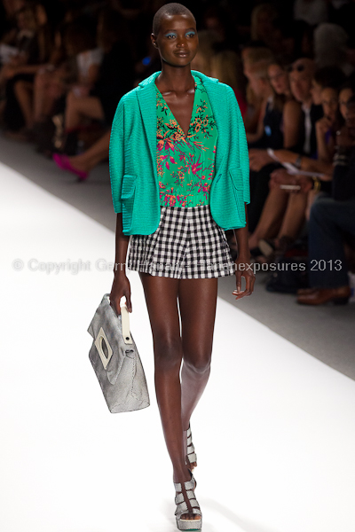 A model on the runway at the Nanette Lepore SS2013 show at New York Mercedes-Benz Fashion Week.