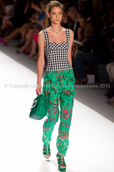 A model on the runway at the Nanette Lepore SS2013 show at New York Mercedes-Benz Fashion Week.