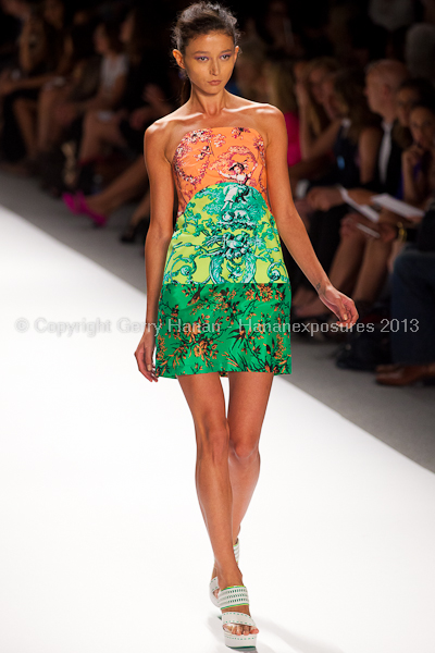 A model on the runway at the Nanette Lepore SS2013 show at New York Mercedes-Benz Fashion Week.