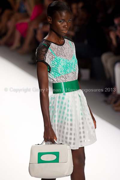 A model on the runway at the Nanette Lepore SS2013 show at New York Mercedes-Benz Fashion Week.