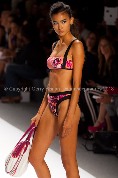A model on the runway at the Nanette Lepore SS2013 show at New York Mercedes-Benz Fashion Week.
