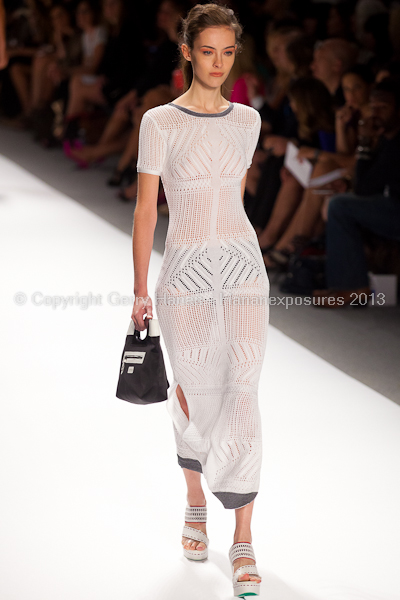 A model on the runway at the Nanette Lepore SS2013 show at New York Mercedes-Benz Fashion Week.