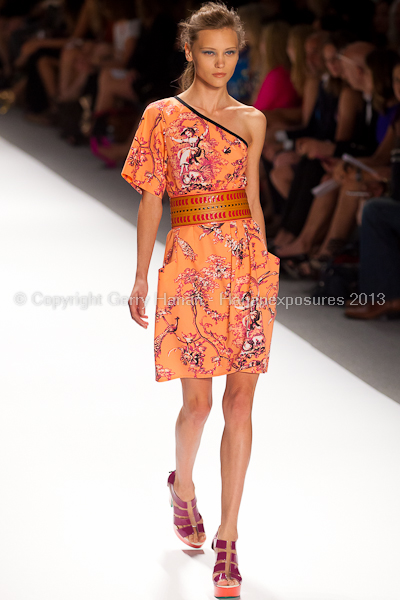 A model on the runway at the Nanette Lepore SS2013 show at New York Mercedes-Benz Fashion Week.