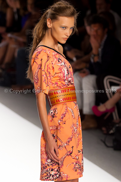 A model on the runway at the Nanette Lepore SS2013 show at New York Mercedes-Benz Fashion Week.