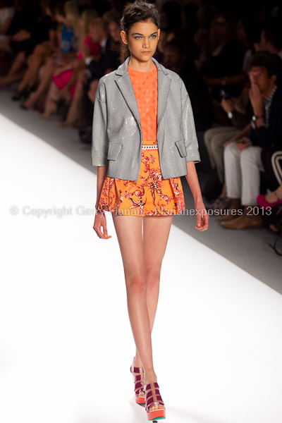 A model on the runway at the Nanette Lepore SS2013 show at New York Mercedes-Benz Fashion Week.