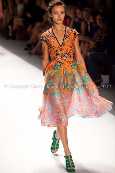 A model on the runway at the Nanette Lepore SS2013 show at New York Mercedes-Benz Fashion Week.