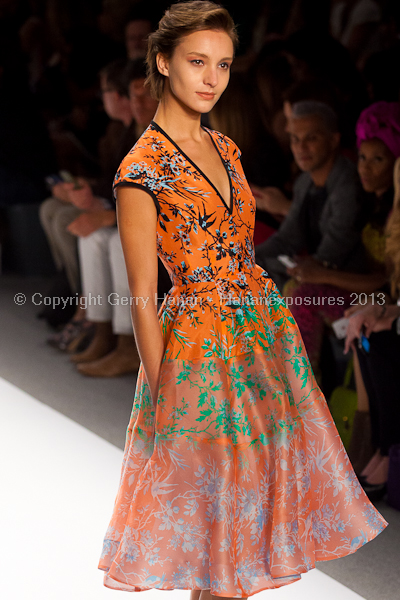 A model on the runway at the Nanette Lepore SS2013 show at New York Mercedes-Benz Fashion Week.