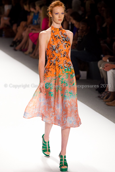 A model on the runway at the Nanette Lepore SS2013 show at New York Mercedes-Benz Fashion Week.