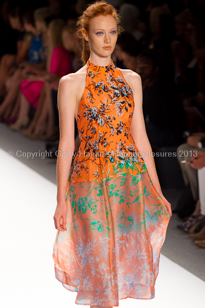 A model on the runway at the Nanette Lepore SS2013 show at New York Mercedes-Benz Fashion Week.