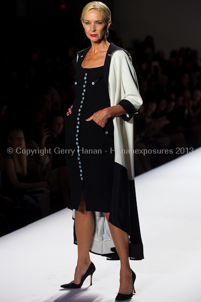 A model on the runway at the Norisol Ferrari SS2013 show at New York Mercedes-Benz Fashion Week.