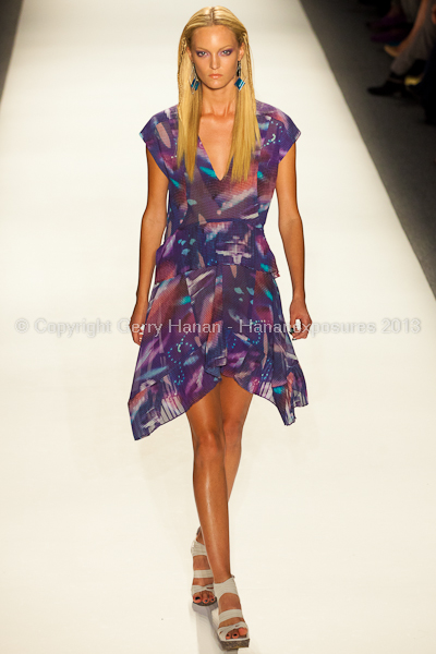 A model on the runway at the Nicole Miller SS2013 show at New York Mercedes-Benz Fashion Week.