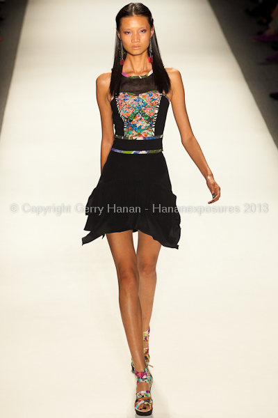 A model on the runway at the Nicole Miller SS2013 show at New York Mercedes-Benz Fashion Week.