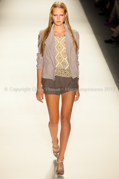 A model on the runway at the Nicole Miller SS2013 show at New York Mercedes-Benz Fashion Week.
