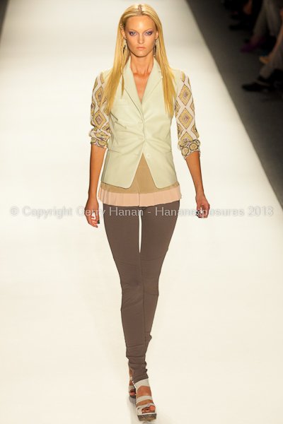 A model on the runway at the Nicole Miller SS2013 show at New York Mercedes-Benz Fashion Week.