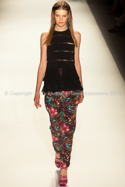 A model on the runway at the Nicole Miller SS2013 show at New York Mercedes-Benz Fashion Week.