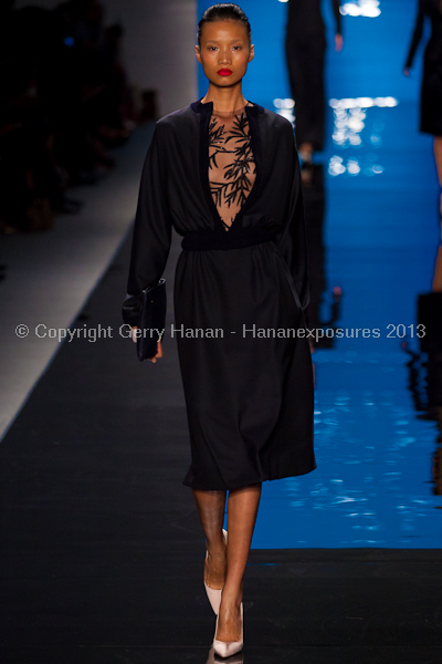 A model on the runway at the Reem Acra SS2013 show at New York Mercedes-Benz Fashion Week.