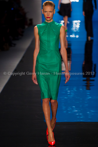 A model on the runway at the Reem Acra SS2013 show at New York Mercedes-Benz Fashion Week.