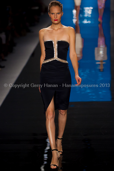 A model on the runway at the Reem Acra SS2013 show at New York Mercedes-Benz Fashion Week.