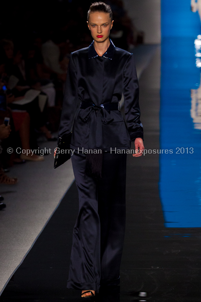 A model on the runway at the Reem Acra SS2013 show at New York Mercedes-Benz Fashion Week.