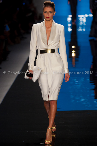 A model on the runway at the Reem Acra SS2013 show at New York Mercedes-Benz Fashion Week.