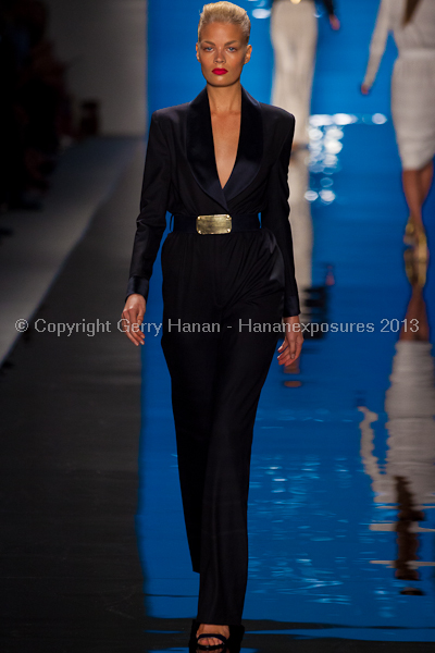 A model on the runway at the Reem Acra SS2013 show at New York Mercedes-Benz Fashion Week.