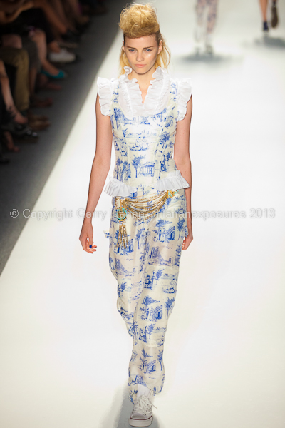 A model on the runway at the Ruffian SS2013 show at New York Mercedes-Benz Fashion Week.