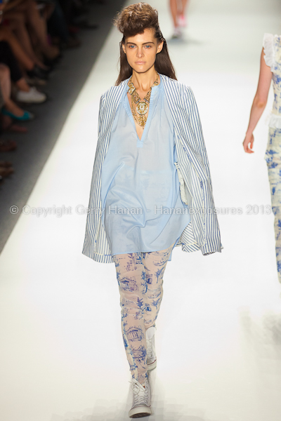 A model on the runway at the Ruffian SS2013 show at New York Mercedes-Benz Fashion Week.