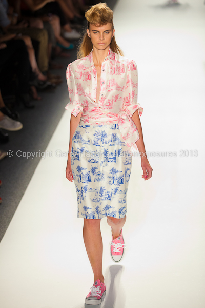 A model on the runway at the Ruffian SS2013 show at New York Mercedes-Benz Fashion Week.