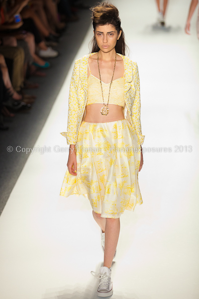 A model on the runway at the Ruffian SS2013 show at New York Mercedes-Benz Fashion Week.