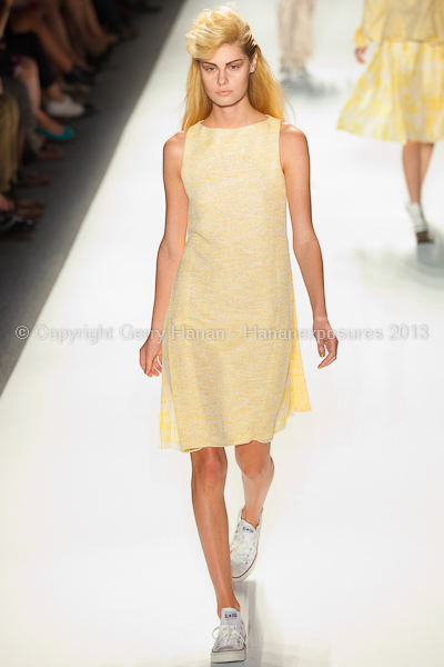 A model on the runway at the Ruffian SS2013 show at New York Mercedes-Benz Fashion Week.