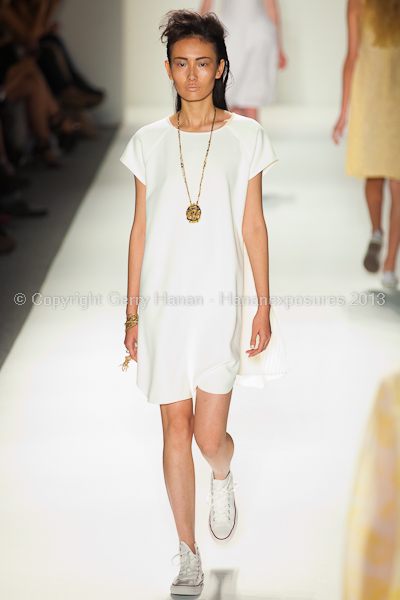 A model on the runway at the Ruffian SS2013 show at New York Mercedes-Benz Fashion Week.