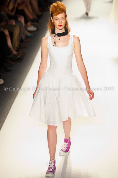 A model on the runway at the Ruffian SS2013 show at New York Mercedes-Benz Fashion Week.