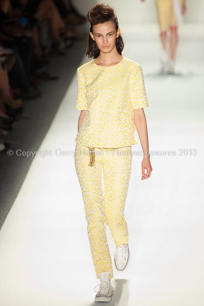 A model on the runway at the Ruffian SS2013 show at New York Mercedes-Benz Fashion Week.