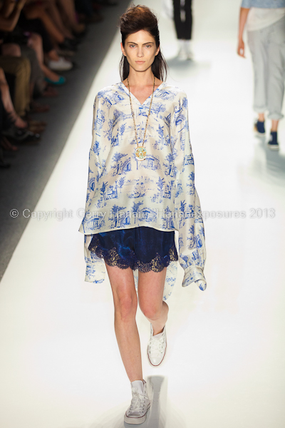 A model on the runway at the Ruffian SS2013 show at New York Mercedes-Benz Fashion Week.