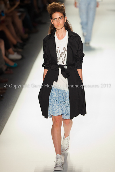 A model on the runway at the Ruffian SS2013 show at New York Mercedes-Benz Fashion Week.